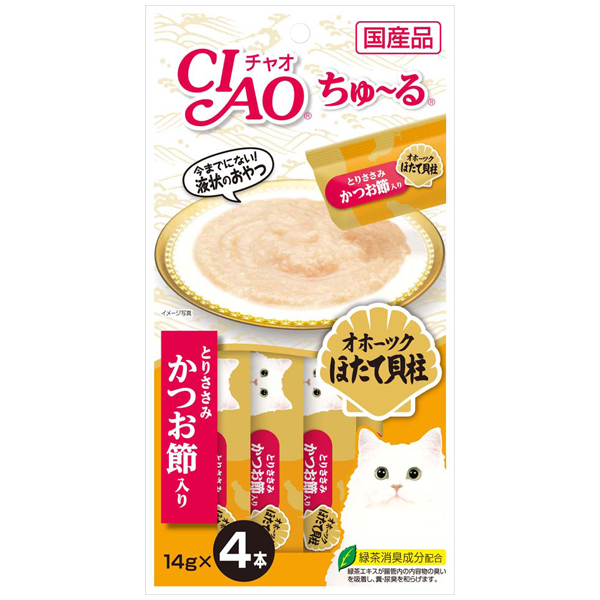 CIAO Churu Chicken Fillet with Scallop & Sliced Bonito 14g x 4 sticks