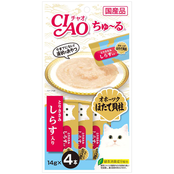 CIAO Churu Chicken Fillet with Scallop & Whitebait 14g x 4 sticks