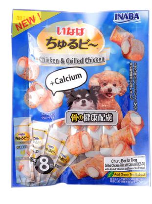 INABA Churubee Dog Grilled Chicken Filled with Calcium 10g x 8 sticks