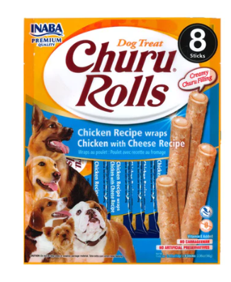 INABA Churu Rolls Dog Chicken Recipe Wraps Chicken with Cheese Recipe 12g x 8 sticks