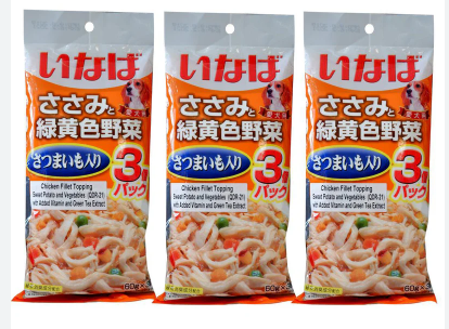 INABA Triple Pouch Dog Chicken, Sweet Potato, & Vegetables 60g x 3 packs