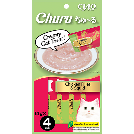 CIAO Churu Chicken Fillet & Squid 14g x 4 sticks