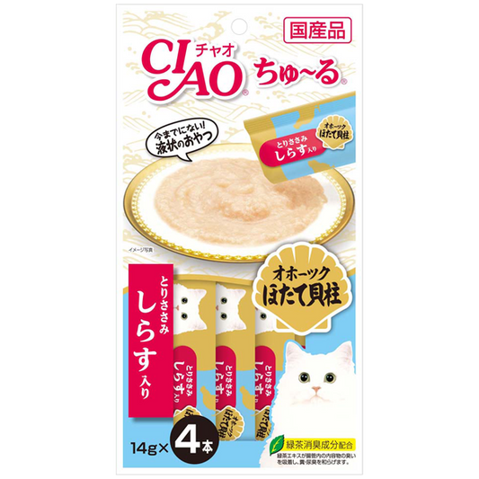 CIAO Churu Chicken Fillet with Scallop & Whitebait 14g x 4 sticks