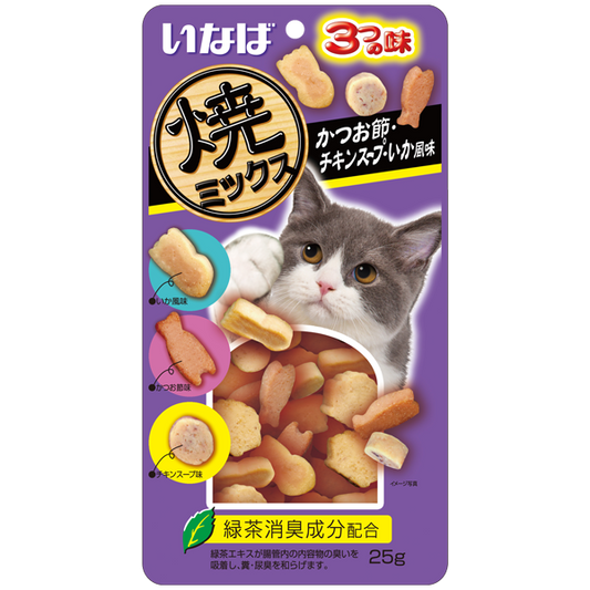 CIAO Soft Bits Treats Tuna Chicken Soup & Squid 25g
