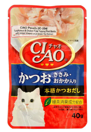 CIAO Pouch Creamy Fillet Tuna & Chicken Fillet Bonito  40g