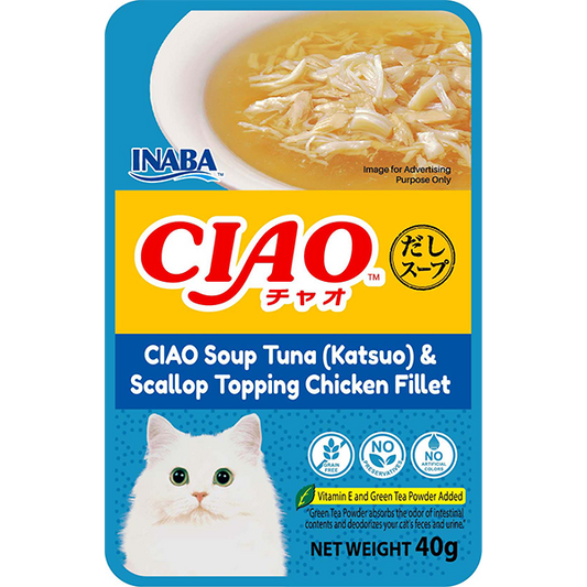 CIAO Pouch Soup Fillet Katsuo & Scallop Chicken Fillet 40g
