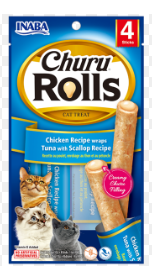 INABA Churu Rolls Chicken Recipe Wraps Tuna with Scallop Recipe 10g x 4 sticks