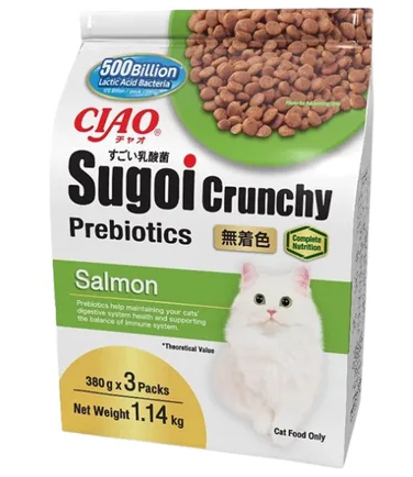 CIAO SUGOI CRUNCHY Salmon Flavor Plus Prebiotics 380g x 3 packs