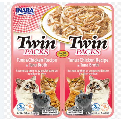 INABA Twin Packs Tuna & Chicken Recipe in Tuna Broth 40g x 2 packs