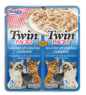 INABA Twin Packs Tuna & Chicken with Scallop Recipe in Scallop Broth 40g x 2 packs