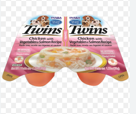 INABA Twin Cups Dog Chicken with Vegetables & Salmon Recipe 35g x 2 cups
