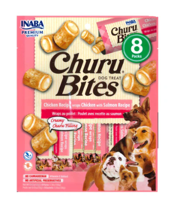 INABA Churu Bites Dog Chicken Recipe Wraps Chicken with Salmon Recipe 12g x 8 sticks