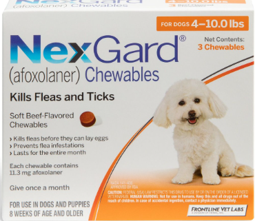 NEXGARD PLAIN FOR PLAIN FOR DOG ORANGE 4-10Kg. (4 chew/box)