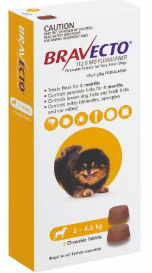 BRAVECTO CHEWABLE 2-4.5 kg. YELLOW (3 chew/box)