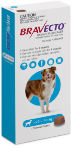 BRAVECTO CHEWABLE 20-40 kg. BLUE (3 chew/box)