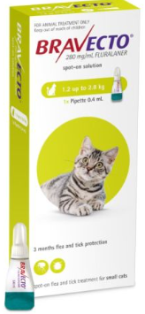 BRAVECTO SPOT-ON CAT 1.2-2.8 kg. (3 pipettes/box)
