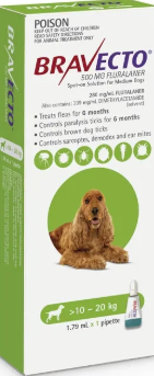 BRAVECTO SPOT-ON DOG 10-20 kg. (3 pipettes/box)