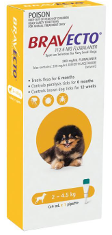 BRAVECTO SPOT-ON DOG 2-4.5 kg. (3 pipettes/box)