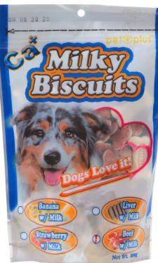 PET PLUS CALCIUM MILKY BISCUIT BEEF AND MILK (30packs/box) (200g/pack)