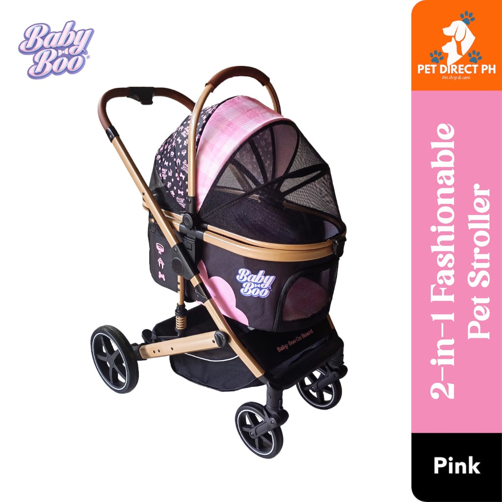 [Pet Stroller] - Baby Boo Detachable Fashion Stroller (Pink)